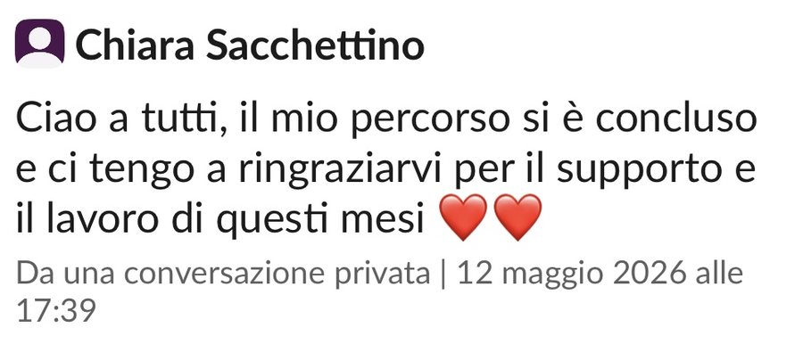 Messaggio di Chiara Sacchettino sul percorso