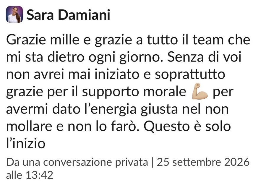 Messaggio di Sara Damiani sul percorso
